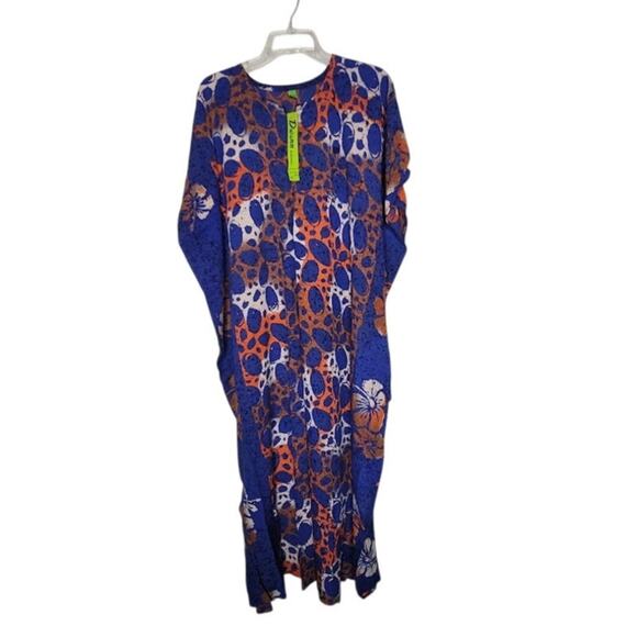 Womens House Dress ONE SIZE fits most Kaftan Beach CoverUp Cotton Colorful NEW - Picture 2 of 7